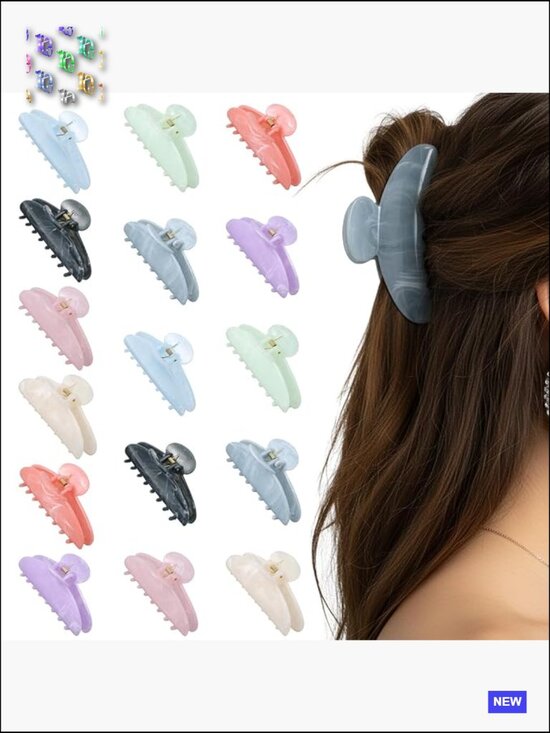 16 Acrylic Hair Claws Strong Hold Non-Slip Claw Clips for Styling Multicolor